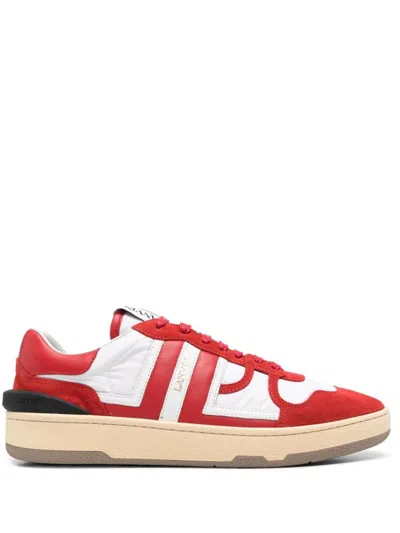 Lanvin Clay Sneakers Suede Inserts In Red/white