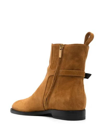Sergio Rossi Ankle Boots In Calf Suede Material In Brown