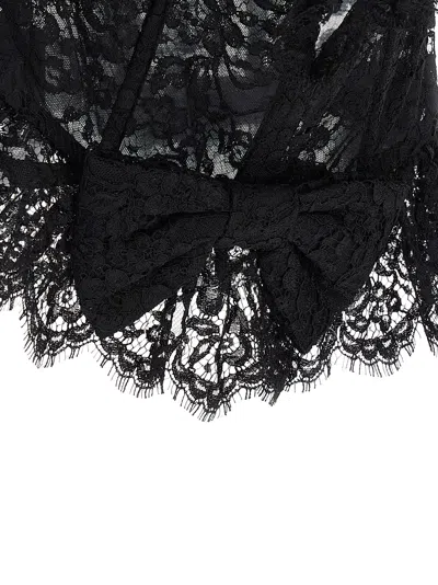 Alessandra Rich Strapless Bow-embellished Lace Bustier Top