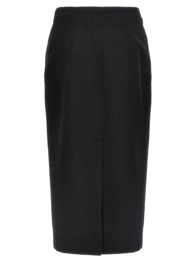 Alessandra Rich Black Midi Tweed Boucl Skirt