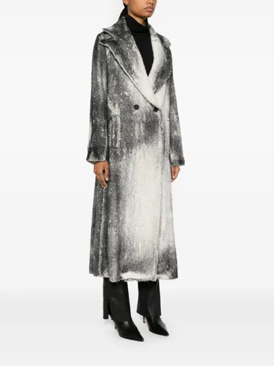 Shop Avant Toi Marble Effect Wool Coat