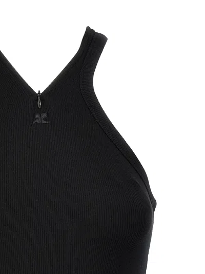 Courrèges Ribbed Tank Top With Zipper On The Neckline