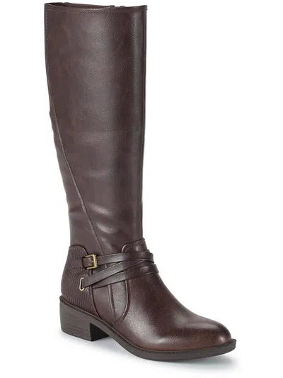 Baretraps Stratford Womens Faux Leather Wide Calf Knee-high Boots In Brown