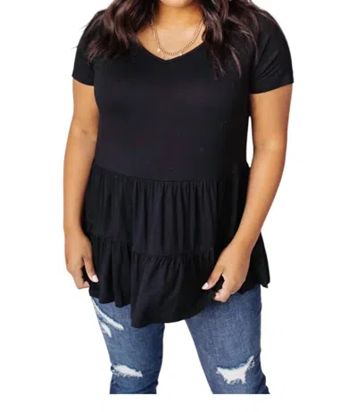 1clique Co. Rock Solid Babydoll Top Shirt In Black In Black