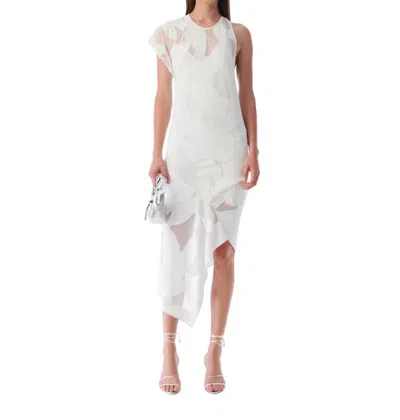 Iro Shanon Knit Asymmetric Midi Dress In White