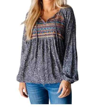 Andree By Unit Boho Tunic Long Sleeve In Black In Black