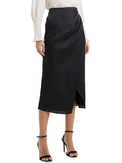 French Connection Inu Satin Midi Wrap Skirt In Black