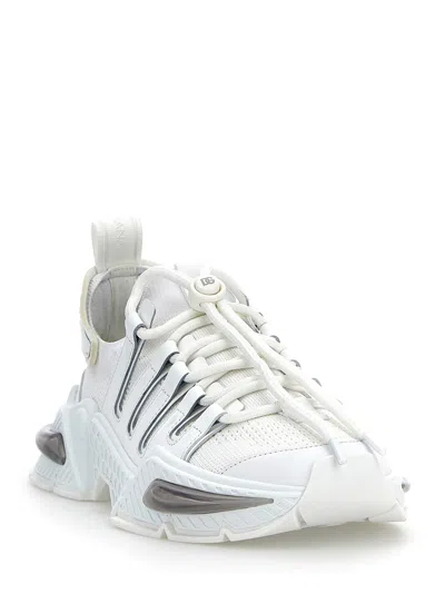 Dolce & Gabbana White Sneakers With Modern Silhouette And Unique Lacing System