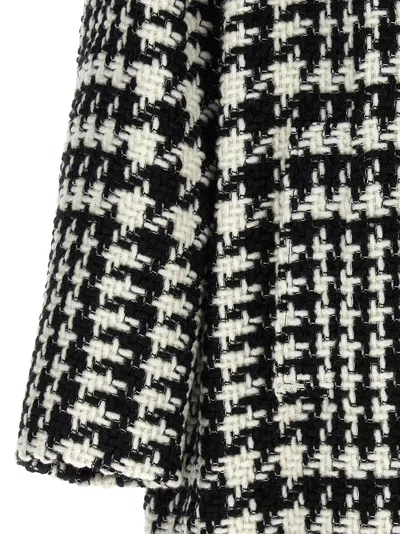 Dolce & Gabbana Black And White Coat With All-over Check Motiv In Wool Blend Woman