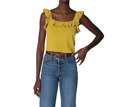 Nation Ltd Rosa Solid Ruffle Top Tank In Antique Gold In Silver