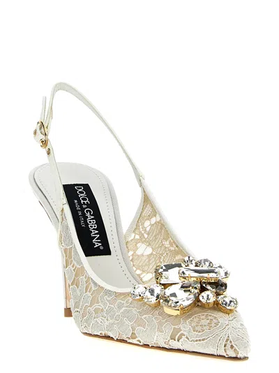 Dolce & Gabbana 'lace Overlay' Slingback Embellished Detail