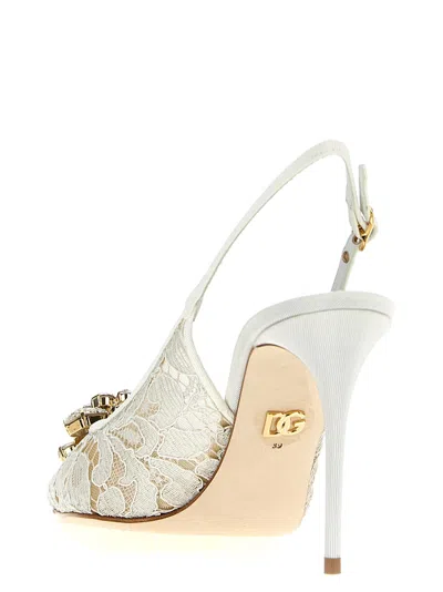 Dolce & Gabbana 'lace Overlay' Slingback Embellished Detail