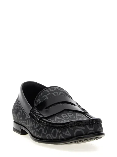 Shop Dolce & Gabbana Logo Jacquard Fabric Loafers