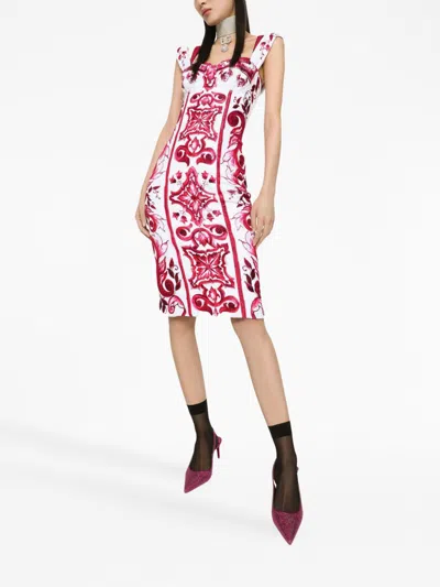 Shop Dolce & Gabbana Maiolica Printed Tubino Dress