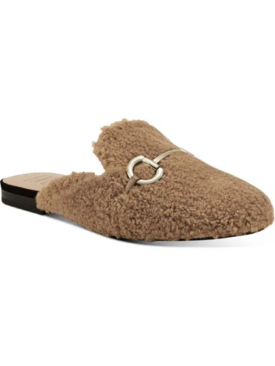 Inc Gineen Womens Faux Shearling Slip On Mules In Brown