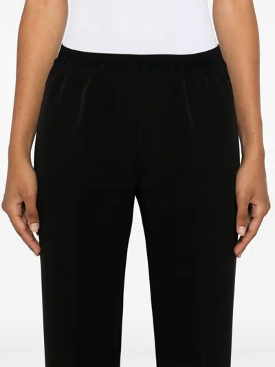 Ermanno Firenze Black Logo-waistband Cady Trousers In Black