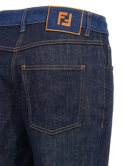 Fendi Two-tone Cotton Denim Jeans