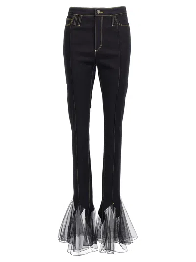 Nensi Dojaka Sheer Hem Tulle Jeans