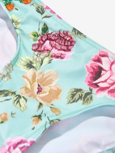 Selini Action Girls Floral And Checked Bikini In Multicoloured