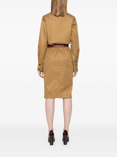 Saint Laurent Women's Cotton Twill Midi Dress