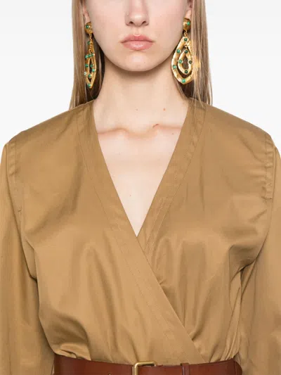 Saint Laurent Women's Cotton Twill Midi Dress