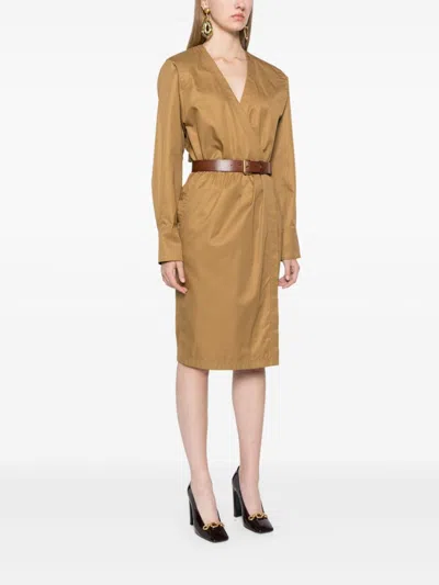 Saint Laurent Women's Cotton Twill Midi Dress