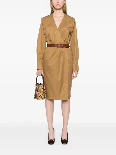 Saint Laurent Women's Cotton Twill Midi Dress