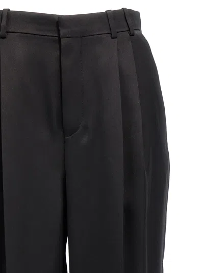 Saint Laurent Black Satin Loose Trousers