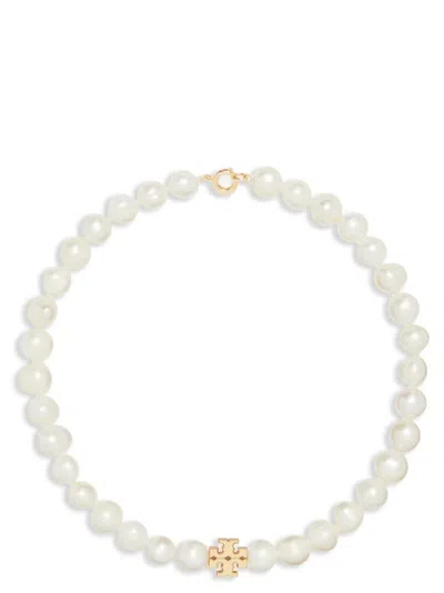 Tory Burch Kira Cultured Pearl Beaded Necklace In White