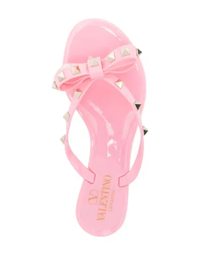 Valentino Pvc Thong Slippers Featuring Bow Detail