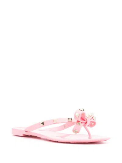 Valentino Pvc Thong Slippers Featuring Bow Detail