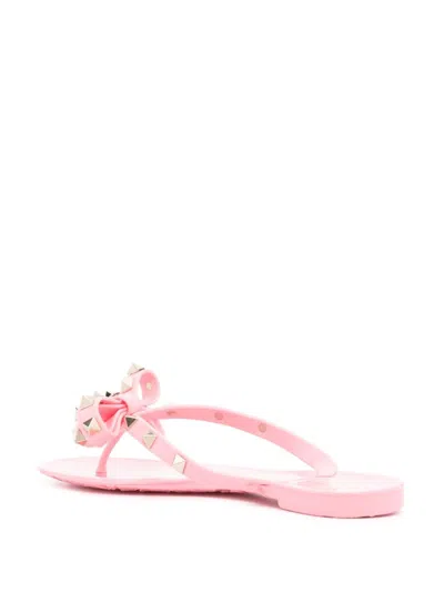 Valentino Pvc Thong Slippers Featuring Bow Detail