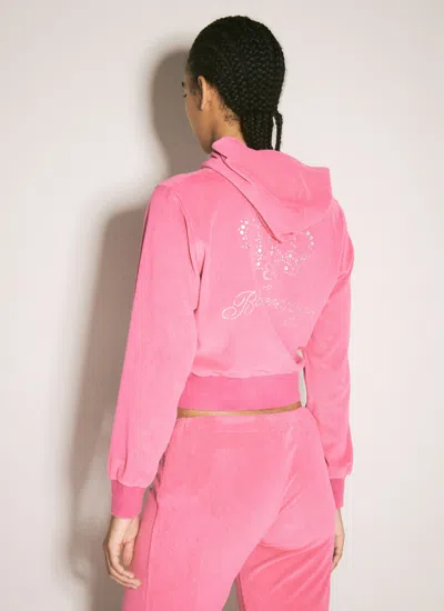 Balenciaga Bb Motel Zip-up Hooded Sweatshirt In Pink