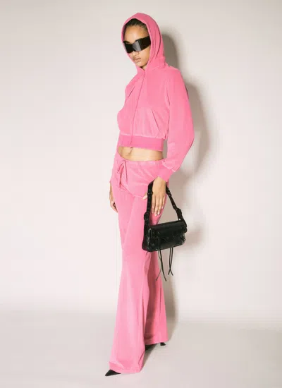 Balenciaga Bb Motel Zip-up Hooded Sweatshirt In Pink