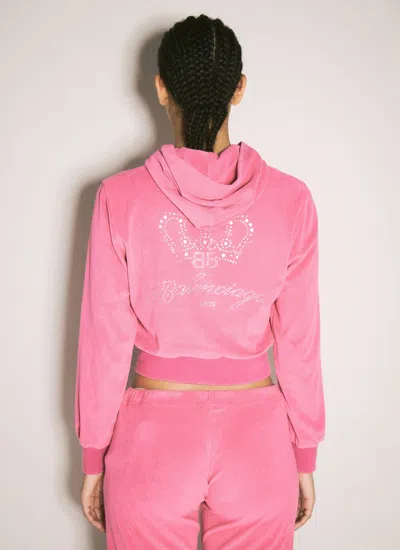 Balenciaga Bb Motel Zip-up Hooded Sweatshirt In Pink