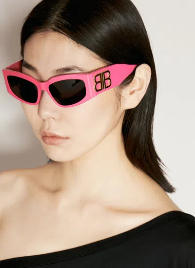 Balenciaga Fuchsia Acetate Bossy Cat Sunglasses In Pink