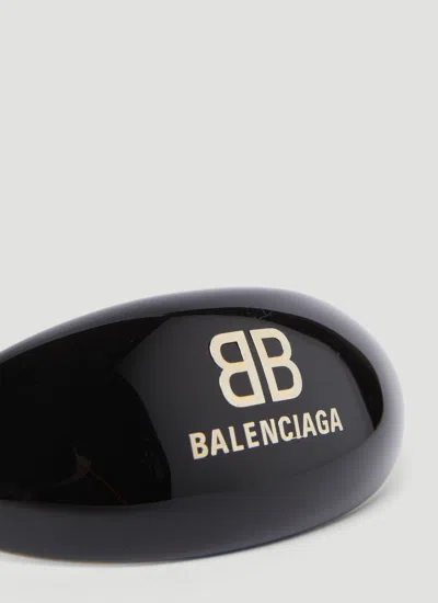 Balenciaga Logo Applique Hair Clip In Black