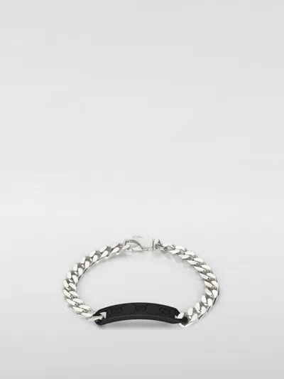Gucci Womens Silver Branded-tag Sterling-silver And Leather Chain Bracelet In Silver