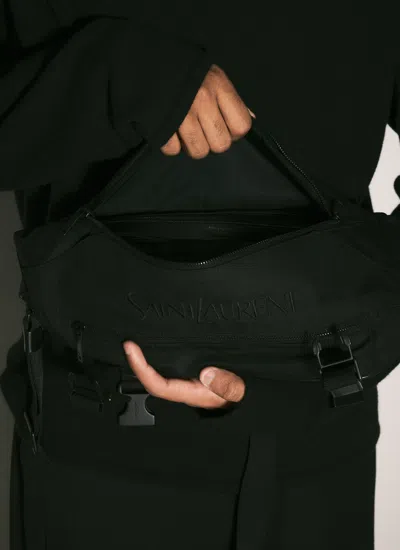 Saint Laurent Logo Embroidery Crossobdy Bag In Black