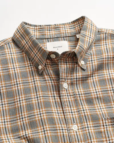 Billy Reid Micro-herringbone Plaid Tuscumbia Shirt Button-down In Scarab/barley
