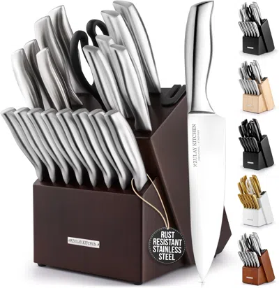 Zulay Kitchen 20 Piece Stainless Steel Kitchen Knife Set In Brown