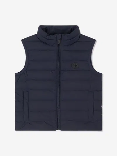 Emporio Armani Boys Down Padded Gilet In Blue