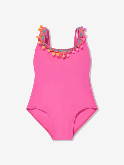 Selini Action Girls Pom Pom Swimsuit In Blue