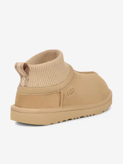 Ugg Kids Classic Ultra Stretch Cuff Boots In Beige