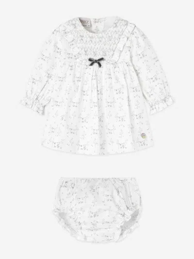 Paz Rodriguez Baby Girls Cotton Dress With Bloomers In White
