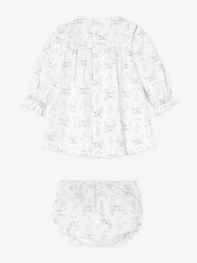 Paz Rodriguez Baby Girls Cotton Dress With Bloomers In White