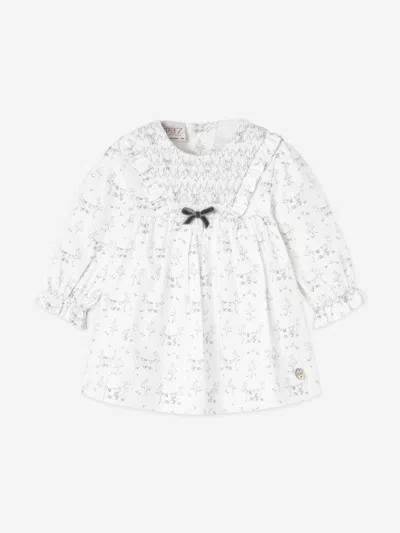 Paz Rodriguez Baby Girls Cotton Dress With Bloomers In White