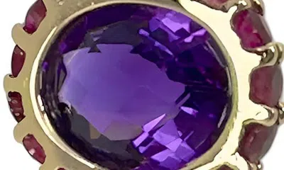 Leslie Paige Perched Setting Ring In Gold/sapphire/amethyst