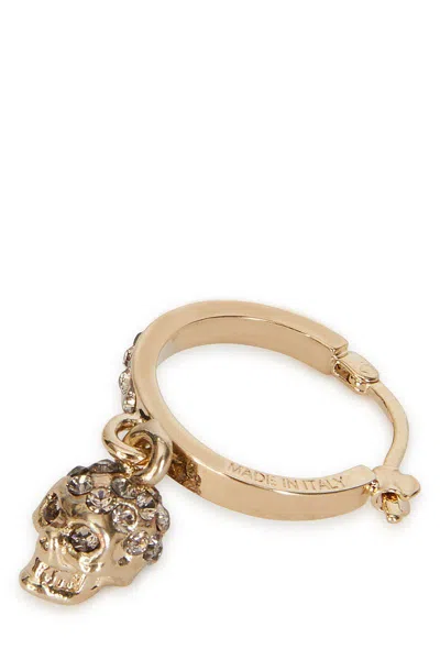 Alexander Mcqueen Skull Swarovski Crystal Embellished Hoop Earrings In Gold