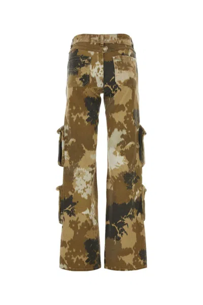 Blumarine Multicolor Cargo Pants With Camouflage Motif In Stretch Cotton Woman In Beige